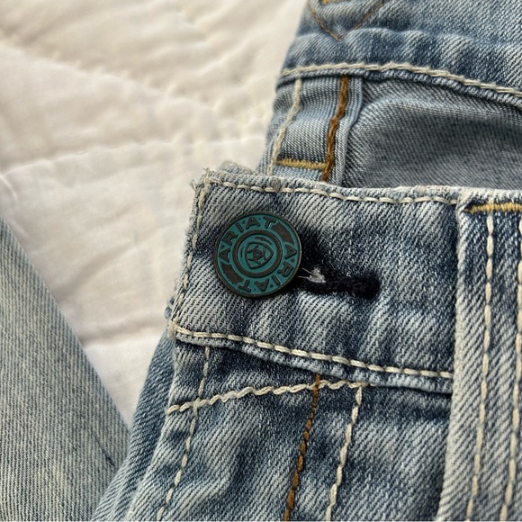 Ariat M7 Rocker Straight Leg Jeans Mens 32X34 Blue Faded Western Slim Fit Grunge - Picture 4 of 16